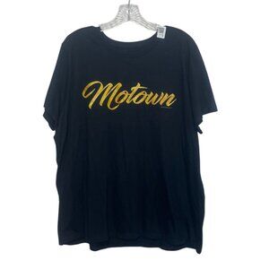 Motown Script Logo Graphic Tshirt Detroit Michigan Motor City Womens 2XL Black